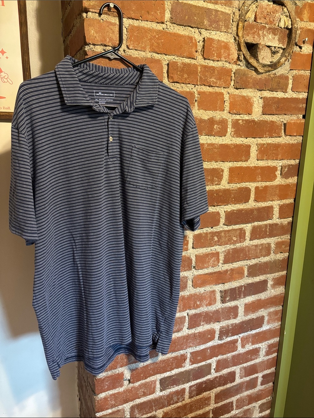 Peter Millar Navy and White Striped Men's Polo